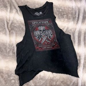 RARE Womens Affliction Cut Off Shirt